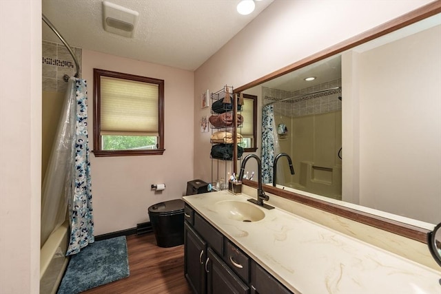 896 Montgomery St, Chicopee, MA 01013 - full bath featuring vanity, wood finished floors, toilet, and shower / bath combination with curtain