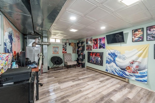896 Montgomery St, Chicopee, MA 01013 - home office featuring wood finished floors, an ornate ceiling, and recessed lighting