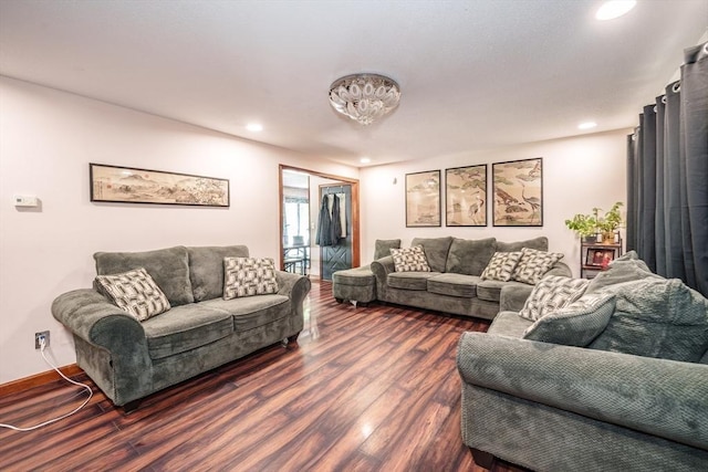 896 Montgomery St, Chicopee, MA 01013 - living room featuring dark wood-style floors and recessed lighting