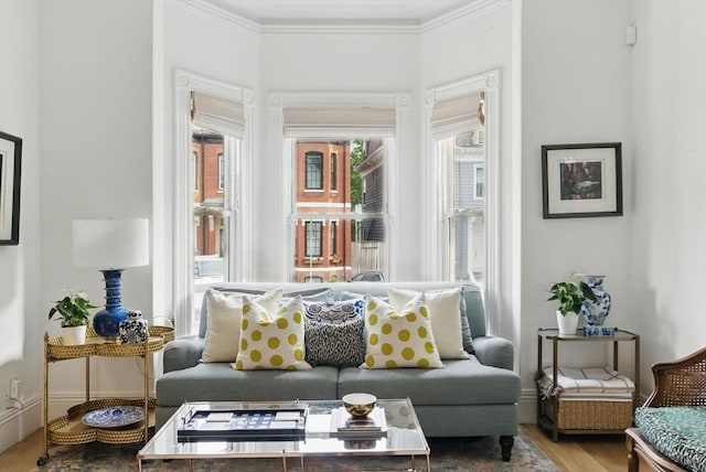 782 E 4th St, Boston, MA 02127 - living area with wood finished floors and crown molding