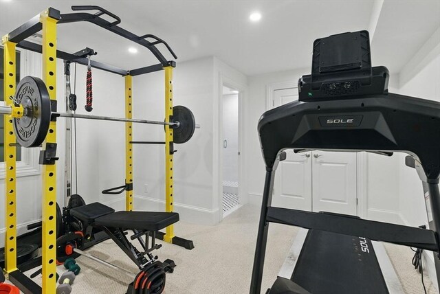 782 E 4th St, Boston, MA 02127 - exercise area with recessed lighting, baseboards, and carpet