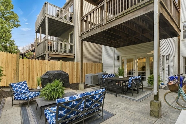 782 E 4th St, Boston, MA 02127 - view of patio with french doors, central AC, outdoor dining area, and area for grilling
