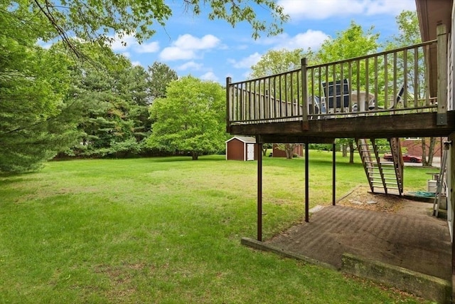 18 Sunset Dr, Sharon, MA 02067 - view of green lawn with stairway and a deck