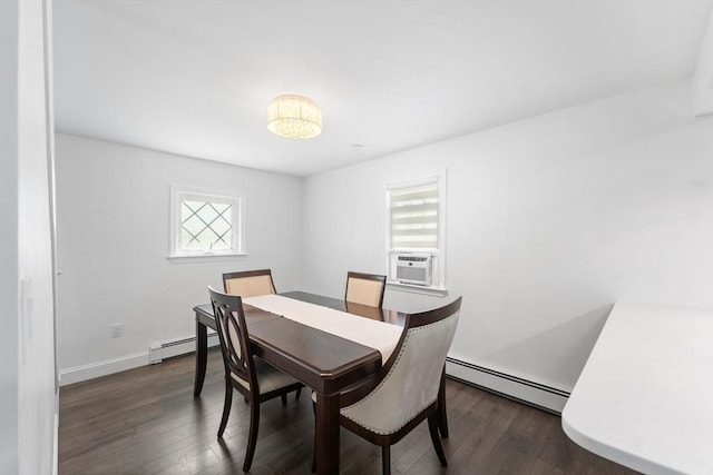 5 Woodland Dr, Oxford, MA 01540 - dining room featuring a baseboard radiator, dark wood-style floors, and cooling unit