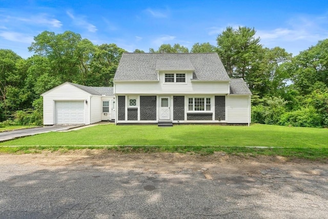 5 Woodland Dr, Oxford, MA 01540 - view of front facade with a front lawn, asphalt driveway, and roof with shingles