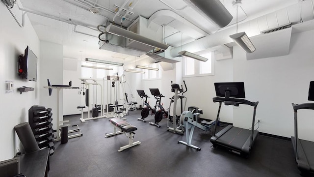 workout area with visible vents