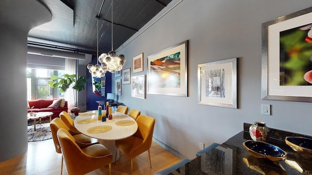 dining room featuring a chandelier