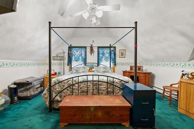 67 Main St, Atkinson, NH 03811 - carpeted bedroom with vaulted ceiling and a baseboard heating unit