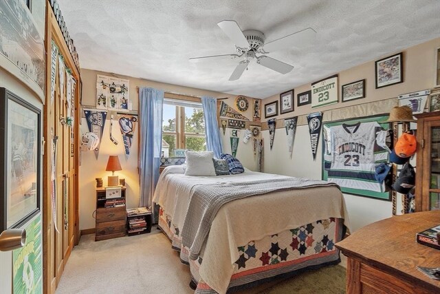 5 Vasa St, Billerica, MA 01862 - bedroom featuring light carpet, a ceiling fan, and a textured ceiling