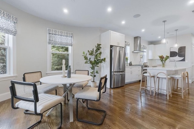 1650 Columbia Rd Unit 2, Boston, MA 02127 - dining space with dark wood finished floors and recessed lighting