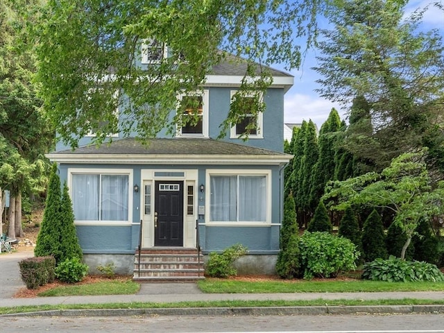 349 Pleasant St, Milton, MA 02186 - view of front of house featuring roof with shingles and entry steps