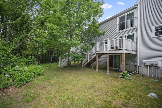 585 Turnpike St Unit 13, Easton, MA 02375 - view of green lawn with stairs and a wooden deck