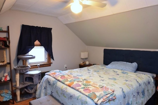 24 Dorothy Ave, Dracut, MA 01826 - bedroom with vaulted ceiling, a ceiling fan, and wood finished floors