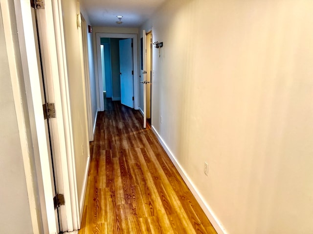 hall with dark wood-type flooring