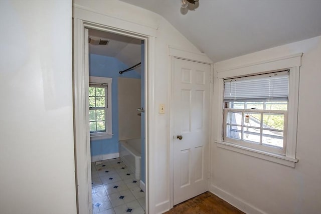 112 Harmon Ave, Springfield, MA 01118 - hall featuring vaulted ceiling and baseboards