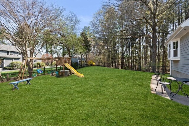 view of yard featuring a playground