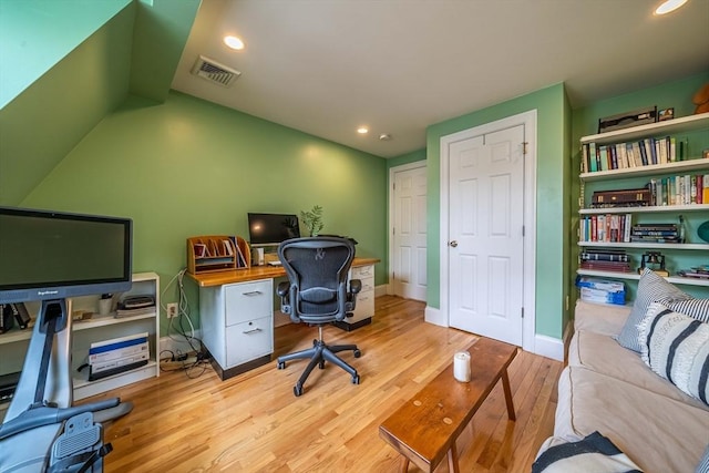 745-A Massachusetts Ave Unit A, Arlington, MA 02476 - home office featuring wood finished floors, recessed lighting, and baseboards