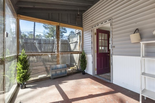 view of unfurnished sunroom