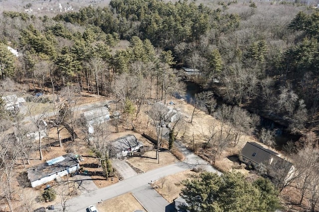 drone / aerial view with a forest view