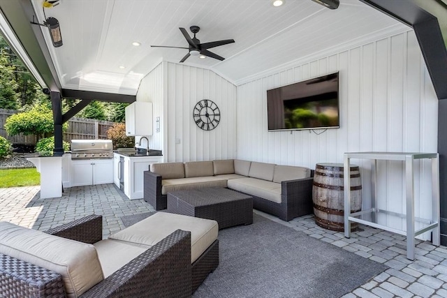 2 Overlook Rd, Canton, MA 02021 - view of patio / terrace featuring area for grilling, an outdoor hangout area, and a ceiling fan