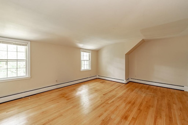 759 Williams St, Longmeadow, MA 01106 - empty room featuring light wood-type flooring, lofted ceiling, and a baseboard radiator