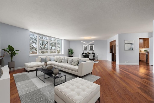 living room featuring dark hardwood / wood-style floors