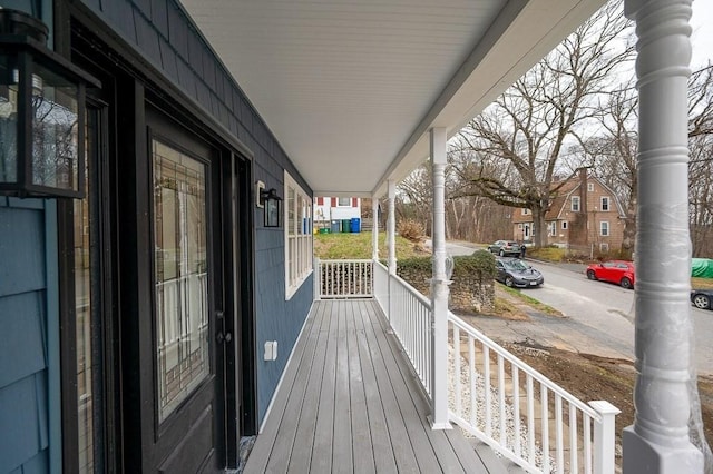 deck featuring covered porch