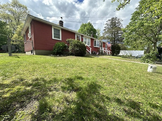 23 Rhodes Cir, Hingham, MA 02043 - view of front of property featuring a chimney and entry steps
