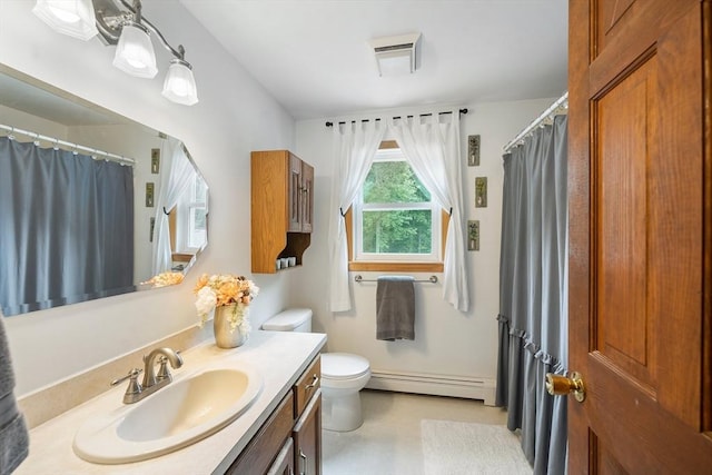 10 Manoogian Cir, Milford, MA 01757 - bathroom with baseboard heating, vanity, and a shower with shower curtain