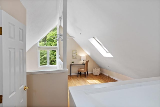 13 Long Ridge Rd, Acton, MA 01720 - bonus room featuring a skylight, vaulted ceiling, wood finished floors, and ceiling fan