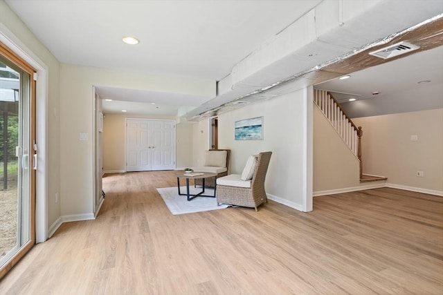 13 Long Ridge Rd, Acton, MA 01720 - unfurnished room with stairs, light wood-style floors, and recessed lighting