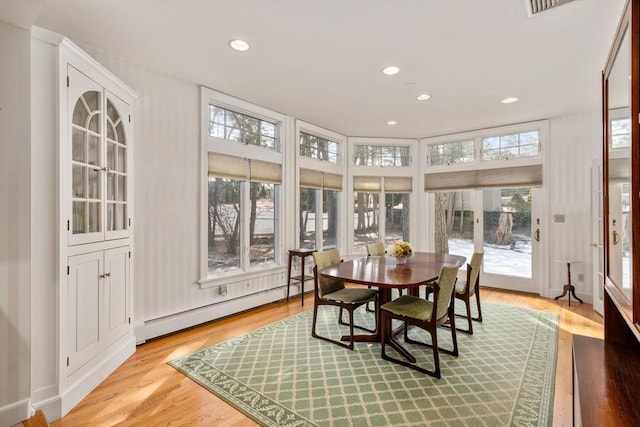 sunroom featuring a baseboard radiator