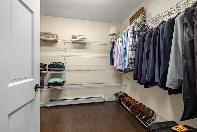 67 Madison St, Amesbury, MA 01913 - walk in closet featuring a baseboard radiator and wood finished floors