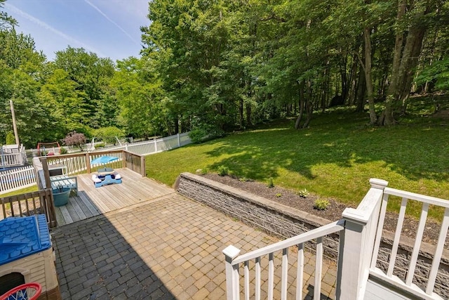 67 Madison St, Amesbury, MA 01913 - fenced backyard featuring a deck and a patio area