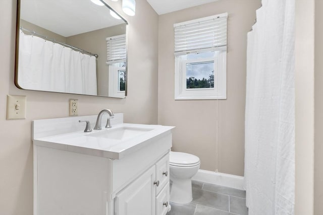 bathroom featuring tile patterned floors, vanity, and toilet