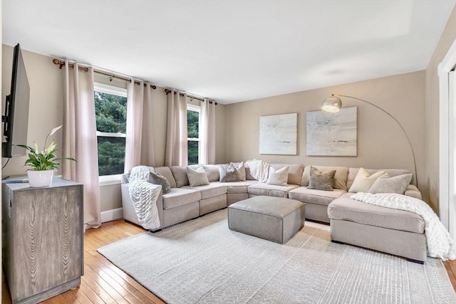 living room with light wood-type flooring