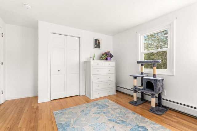14 Melinda Ln, Easthampton, MA 01027 - interior space featuring light wood-type flooring, baseboard heating, and a closet