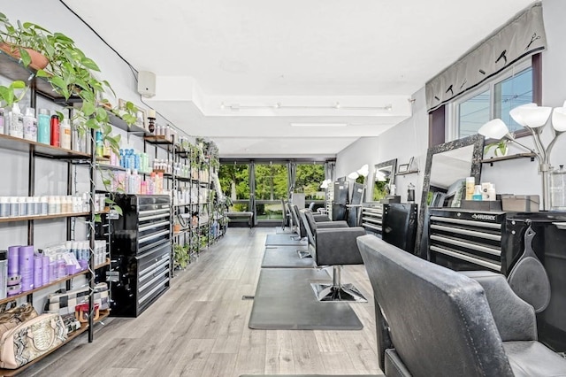 interior space with light hardwood / wood-style flooring