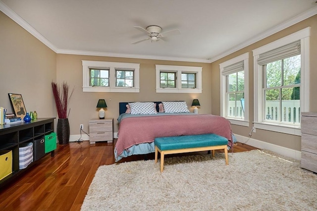 25 Union St Unit 2, Northampton, MA 01060 - bedroom featuring crown molding, baseboards, wood finished floors, and a ceiling fan