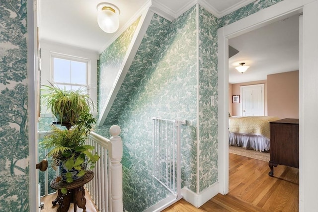 35 Ocean Ave Unit 3, Salem, MA 01970 - interior space featuring wallpapered walls, wood finished floors, and ornamental molding