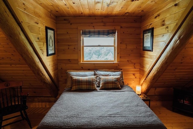 15 Stephanie Ln, Peru, MA 01235 - bedroom with wooden walls, wooden ceiling, and hardwood / wood-style flooring