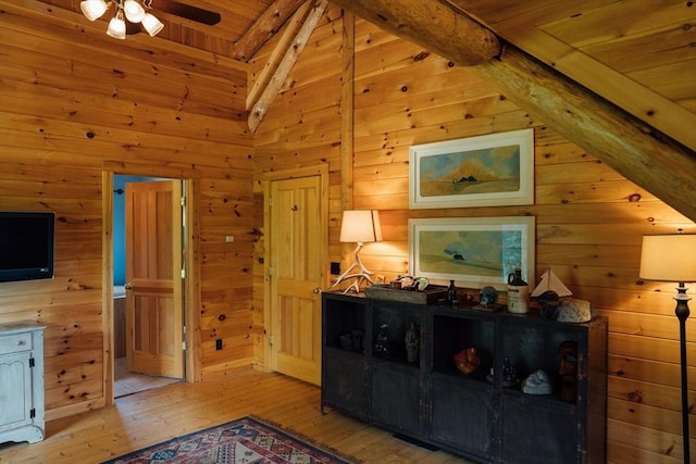 15 Stephanie Ln, Peru, MA 01235 - bedroom with light wood-style flooring, wooden ceiling, and wooden walls