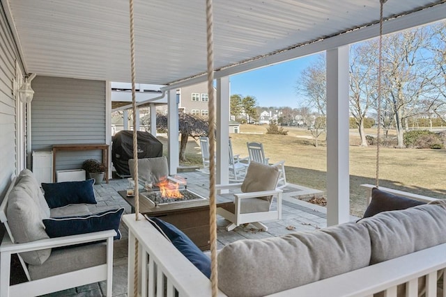 11 Fairway Dr Unit Oceanview, Plymouth, MA 02360 - view of patio featuring an outdoor living space with a fire pit and a grill