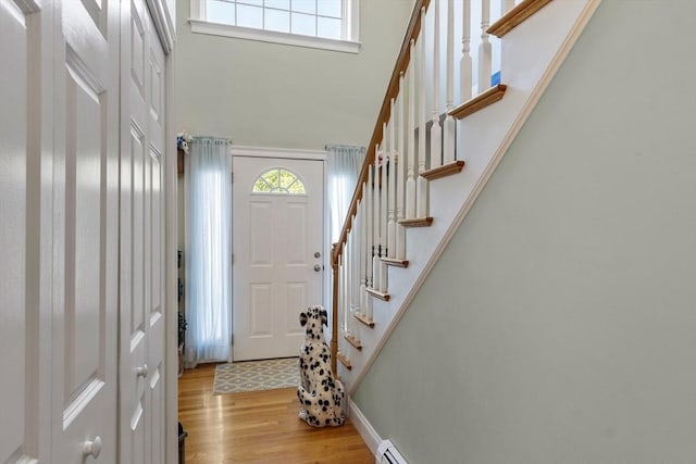 14 Harbor Light Rd, Leominster, MA 01453 - entrance foyer featuring wood finished floors, stairs, and a high ceiling