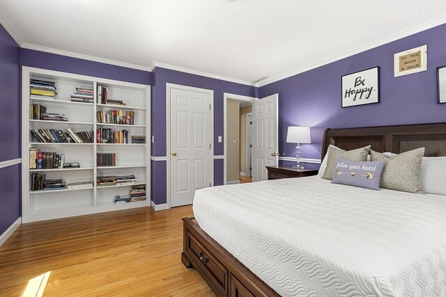299 Reedy Meadow Rd, Groton, MA 01450 - bedroom with light wood-type flooring, ornamental molding, and baseboards
