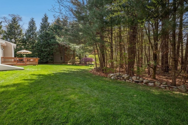 view of yard featuring a deck