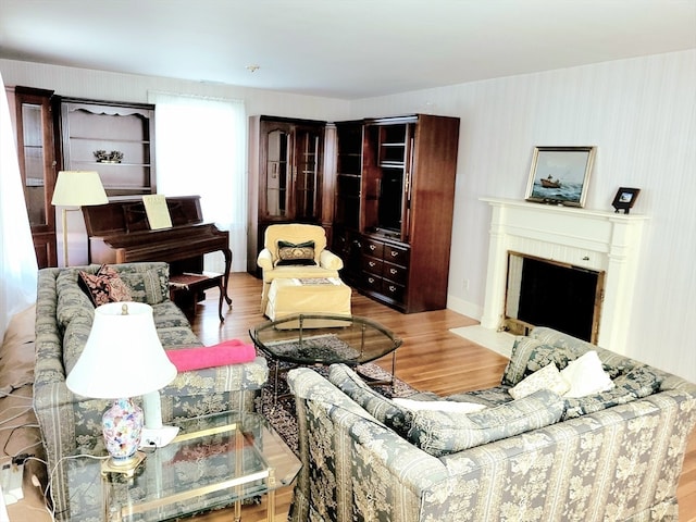 living room with light wood-type flooring