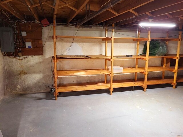 basement featuring electric panel