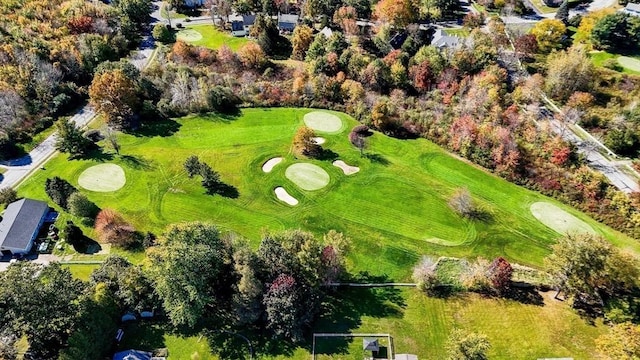 birds eye view of property featuring golf course view