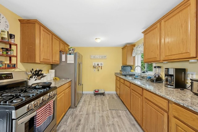 8 Stones Corner Rd, Berlin, MA 01503 - kitchen featuring stainless steel appliances, light wood finished floors, and light stone counters